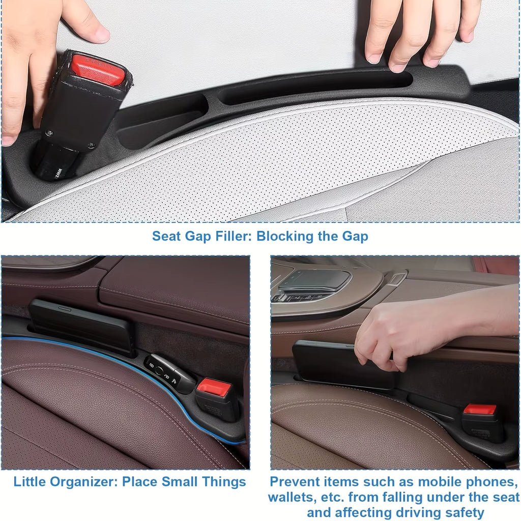 2PCS Car Seat Gap Filler Organizer – Waterproof PU Leather Gap Storage for Phone & Essentials