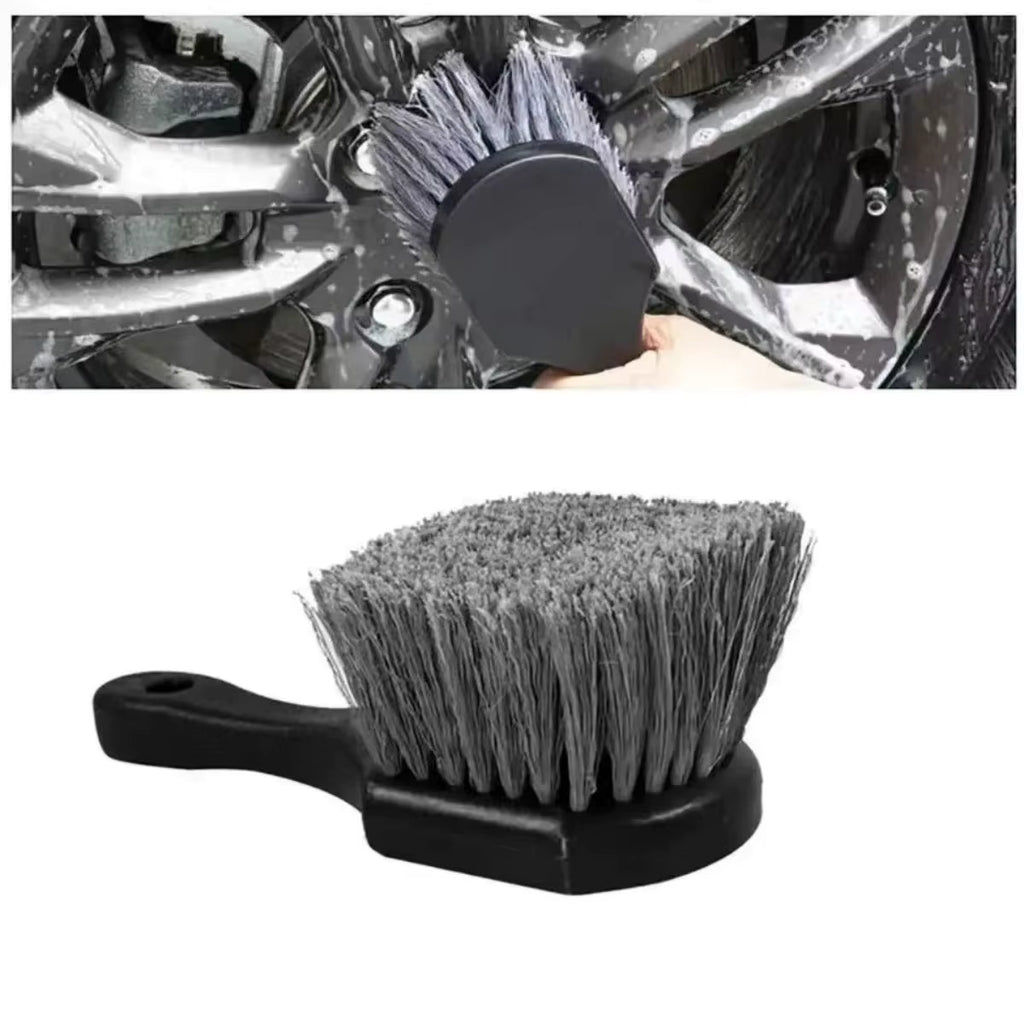 Car Wheel Cleaning Brush – Short Handle Tire & Rim Detail Brush for Deep Cleaning