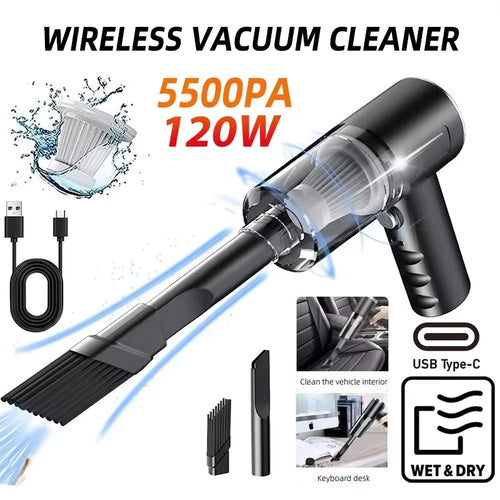 120W Wireless Handheld Vacuum Cleaner – Portable High-Power Car & Home Vacuum